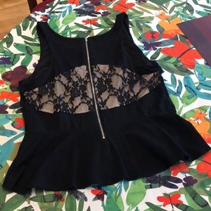 Express sleeveless peplum top with back lace inset
